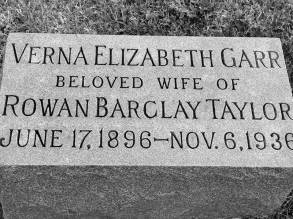 Grave site of Verna Elizabeth Garr Taylor. Verna Taylor's death is examined in Dark Highway.
